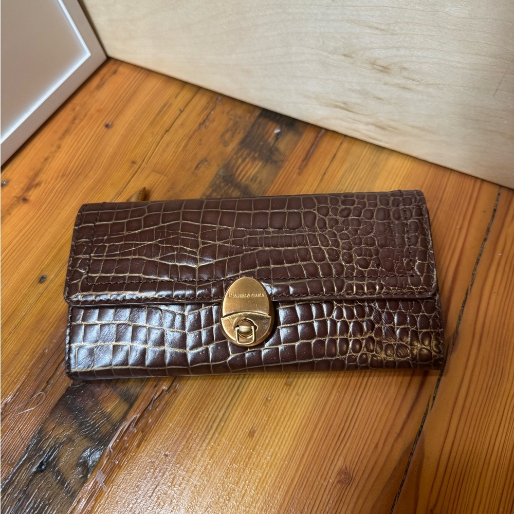Vintage Francesco biasa Brown and gold Croc-Embossed Leather - Picture 5 of 15